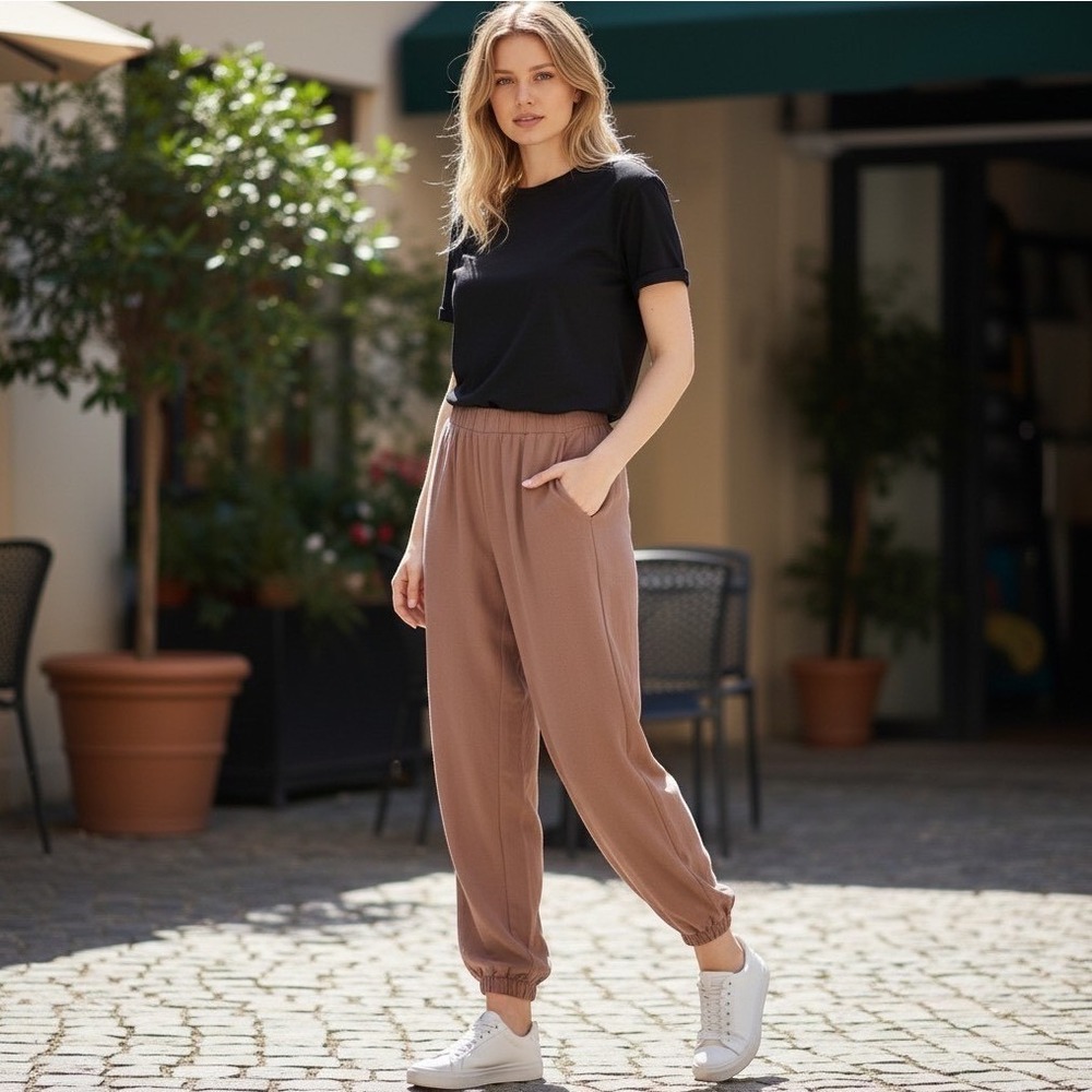 Naked Wardrobe Dusty Mauve Jogger Lounge Pants High‎ Rise Minimalist M